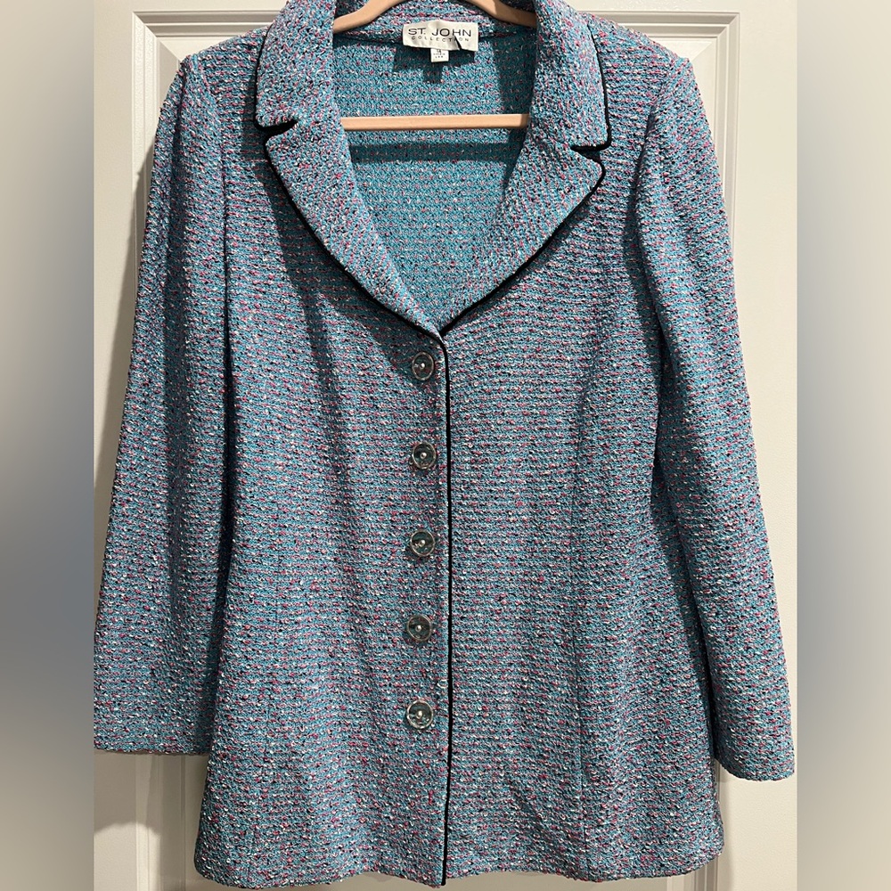 St. John Collection Vintage Textured Blue Jacket